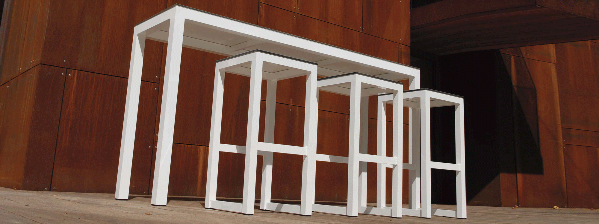 Image from underside of Leuven white outdoor bar furniture by Todus