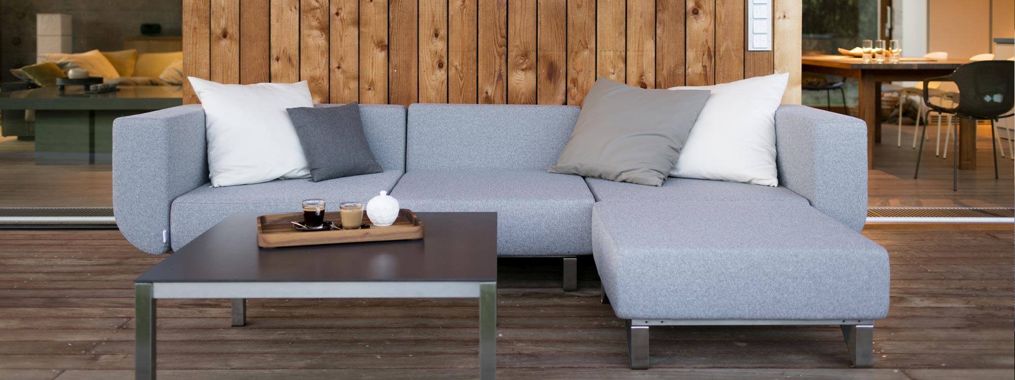 Image of Lotos luxury garden sofa on wooden decking