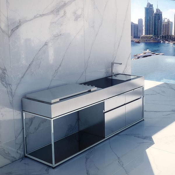 COCOA ISLAND Luxury Outdoor Kitchen Is A Modern Stainless Steel BBQ By FESFOC Bespoke Outdoor Kitchen Company. Learn More Here.