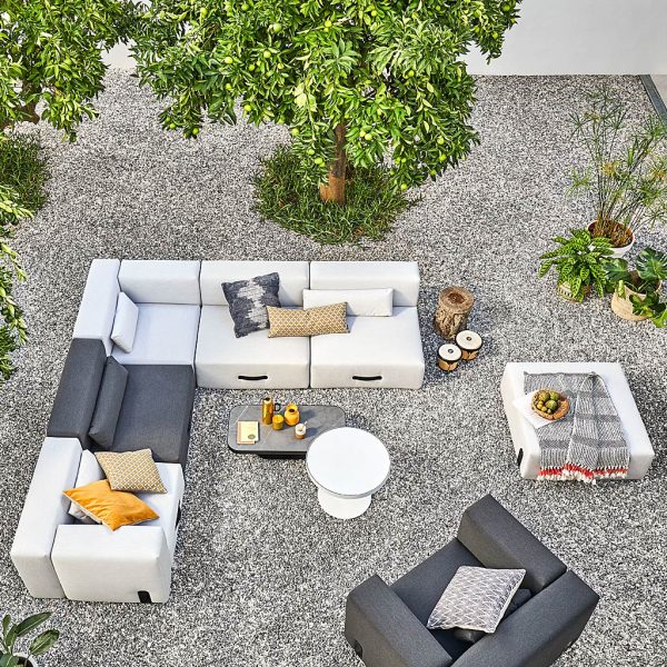 Grey & White Miami MODERN GARDEN Furniture SOFA In Portugal. MINIMALIST Outdoor Sofa & MODULAR Garden Sofa By Conmoto LUXURY Exterior FURNITURE. German QUALITY.
