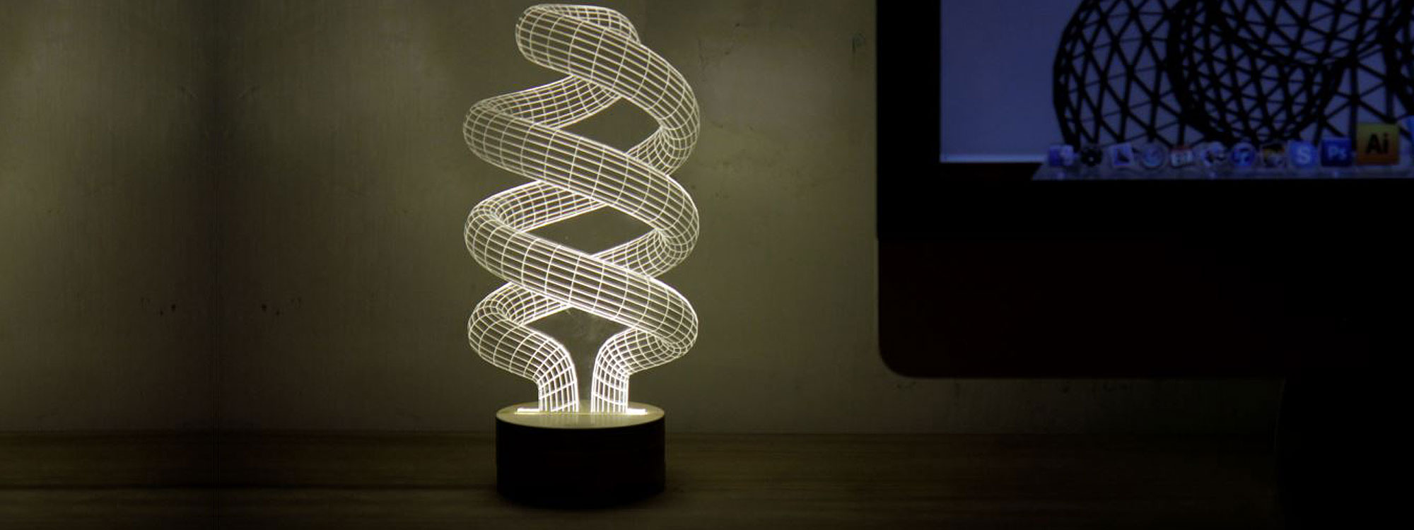 Spiral LED Desk Lamp From Bulbing Designer LED Lamp Collection By Studio Cheha. Modern Design Table Lamp, Contemporary Floor Lamp, Designer Pendant Light Collection - Unique Designer Gift