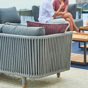 Cane-line Rope Back Of Moments modern garden sofas is a luxury outdoor lounge set in high quality garden furniture materials by Cane-line all-weather outdoor furniture