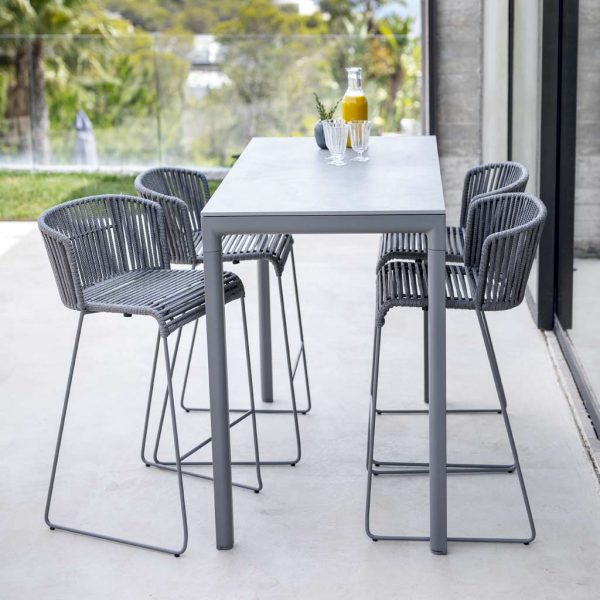 Image of 4 grey Moments bar chairs and grey Drop high bar table by Caneline
