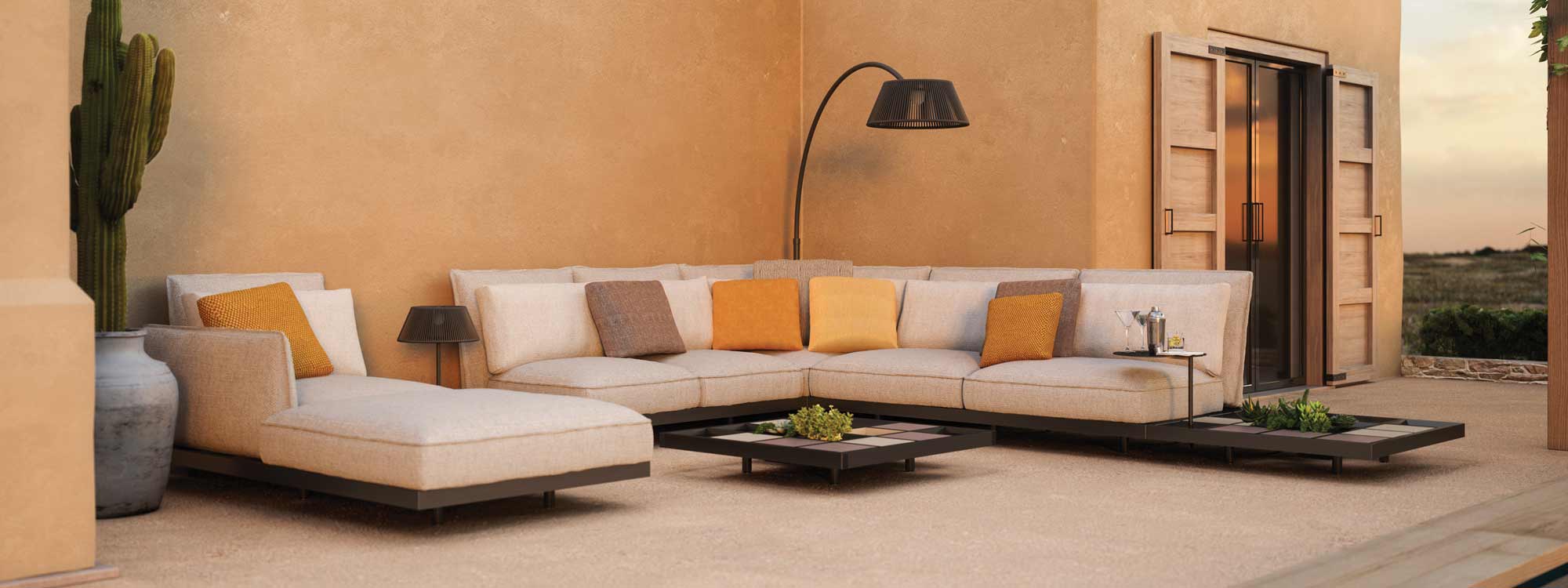 Royal Botania outdoor furniture collection includes luxury garden sofas such as Mozaix Aluminium modular lounge furniture