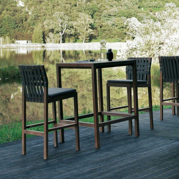 Network teak bar stool is a modern garden bar stool in high quality exterior furniture materials by Roda luxury outdoor furniture company.