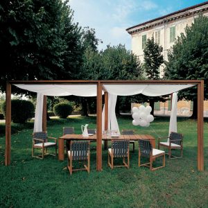 Oasis modern pergola is a teak garden gazebo in high quality pergola materials by Rodolfo Dordoni for Roda designer garden furniture