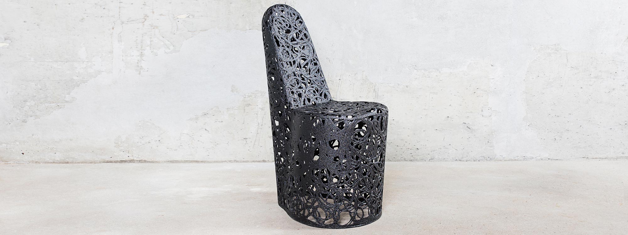 Image of Only basalt garden chair in black Bulletliner finish by Unknown Nordic outdoor furniture