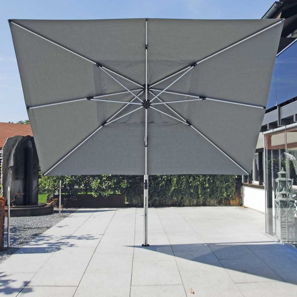 Polaris large cantilever parasol is an adjustable garden sunshade in high quality parasol materials by Shademaker hospitality parasol company