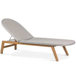 Shell Teak modern sun lounger is a luxury adjustable sunbed in quality outdoor furniture materials by FueraDentro all-weather garden furniture