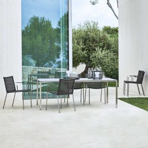 Image of Straw stainless steel garden chairs and Pure dining table by Caneline