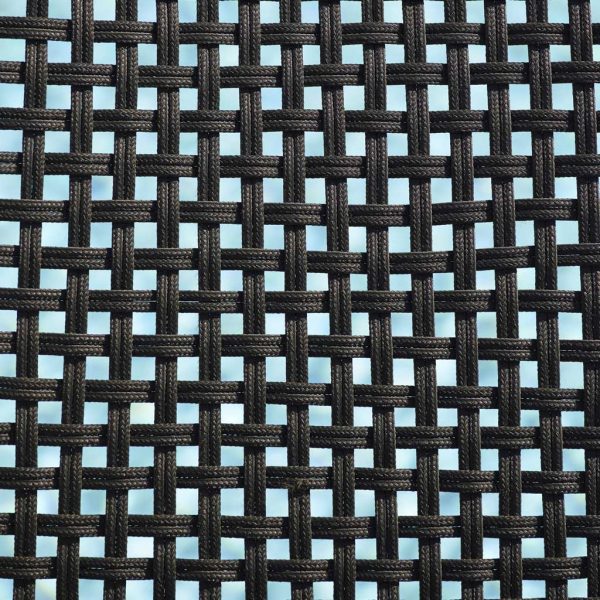 Image of swatch of black Cane-line rope used for Straw stainless steel garden chairs by Caneline
