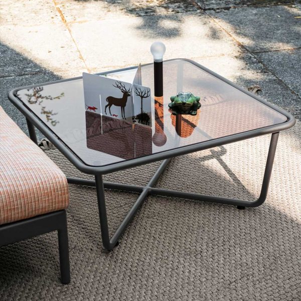 Sunglass outdoor coffee table & modern garden low tables in luxury quality outdoor furniture materials by Roda Italian garden furniture.