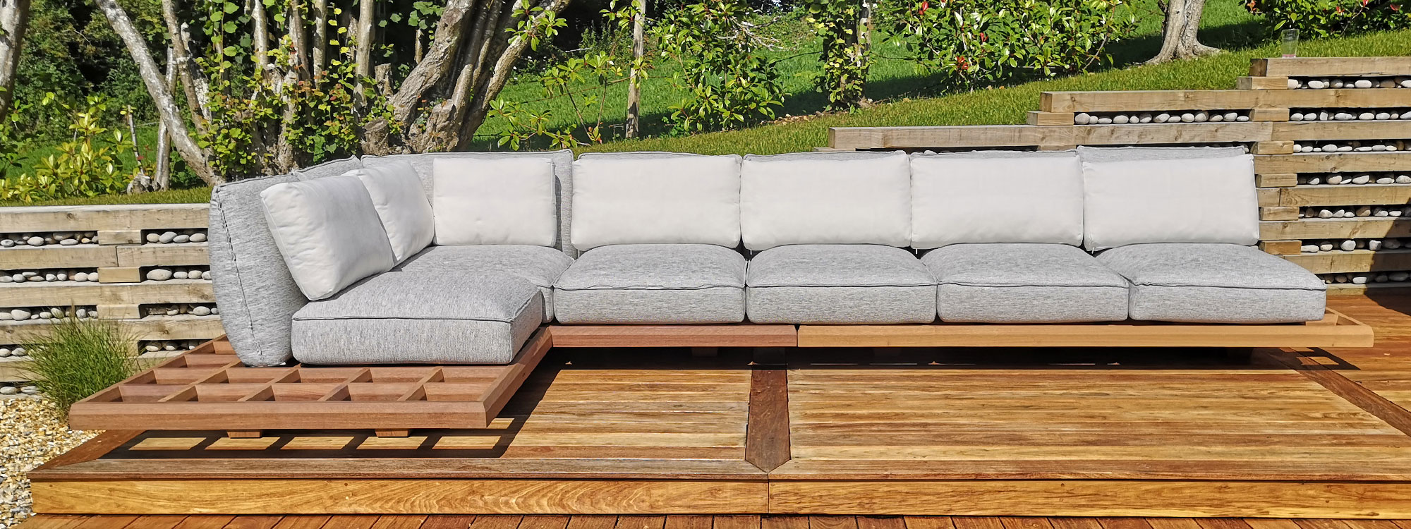 picture of super comfy luxury outdoor wooden lounge sofa