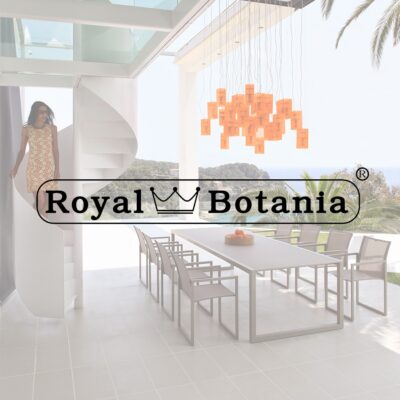 Image of Royal Botania logo overlaid over image of Ninix dining set