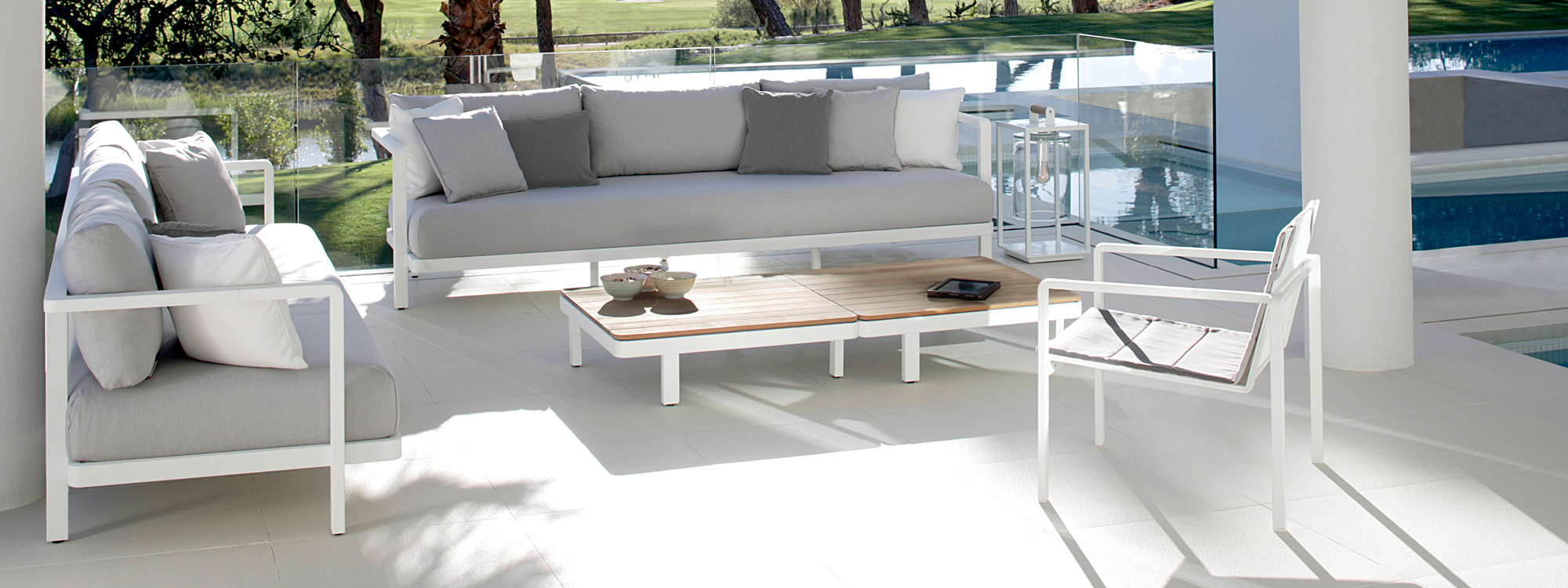 Alura modern modular outdoor sofa is a high quality garden sofa in luxury exterior sofa materials by Royal Botania garden furniture company