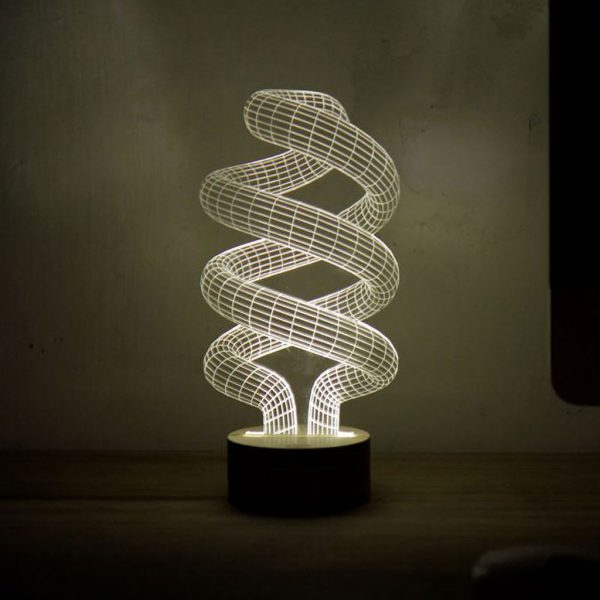 Image of illuminated Spiral LED light which gives optical 3D illusion by Studio Cheha