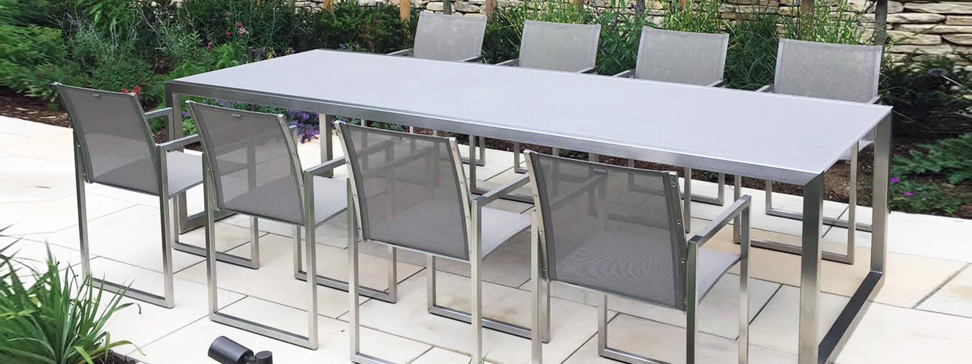 picture of Modern Ninix garden dining furniture in black and stainless steel