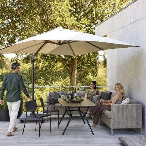 Connect garden dining sofas & outdoor table sofa have chic modern design, made in all-weather sofa materials by Cane-line garden furniture.