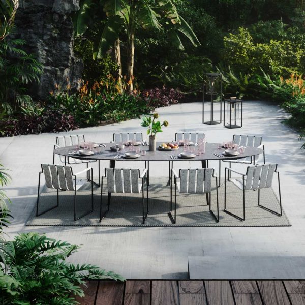 Image of oval garden table & dining chairs by Royal Botania