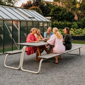 Image of women enjoying each other's company on Wunder The Table picnic bench