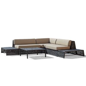 Studio image of Bios Lounge black garden sofa and coffee table by Unknown Nordic