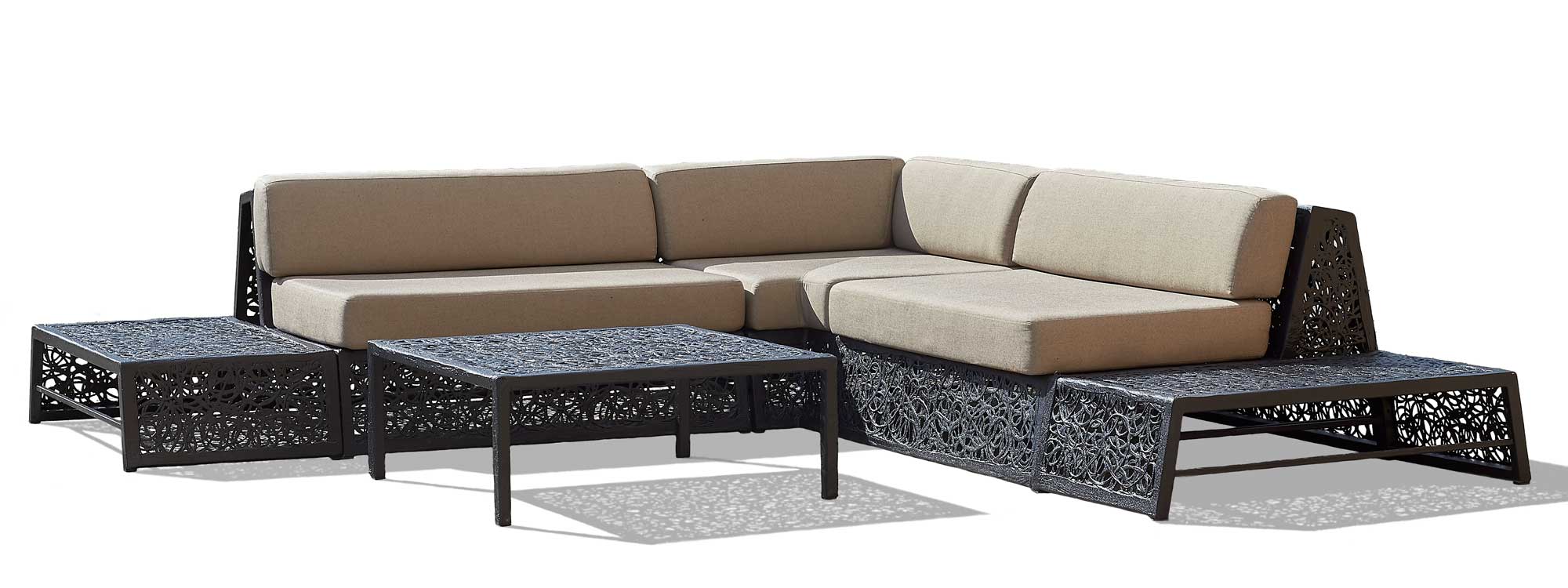 Studio image of Bios Lounge garden sofa and low table in black by Unknown Nordic