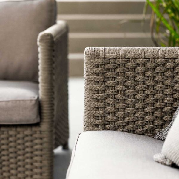 Image of detail of taupe Cane-line Soft Rope used on Diamond garden lounge furniture