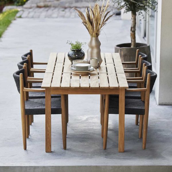 Image of Royal Teak garden chairs and Grace teak table by Cane-line