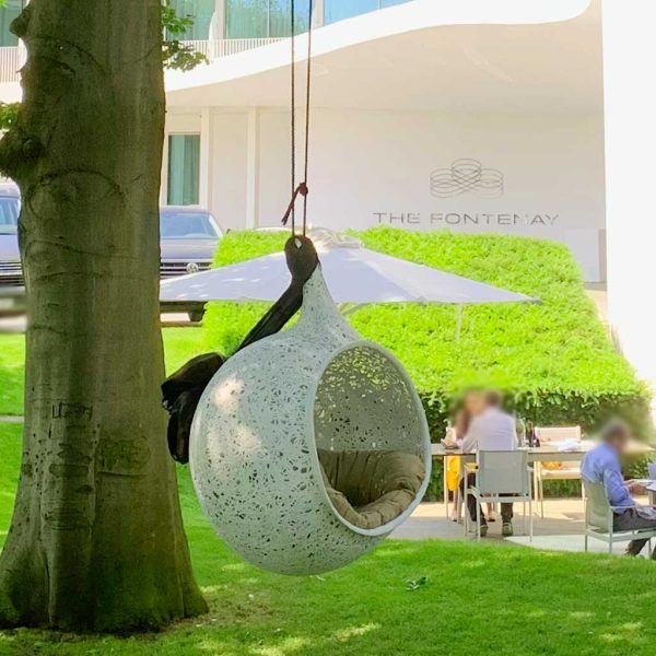 Bios Hide luxury sofa swing seat is a unique hanging garden seat pod for 2-3 & also year-round outdoor sculpture by Unknown basalt furniture.