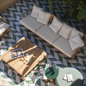 Levante teak garden sofas & modern outdoor lounge furniture is chic garden furniture by Piero Lissoni for RODA Italian garden furniture.