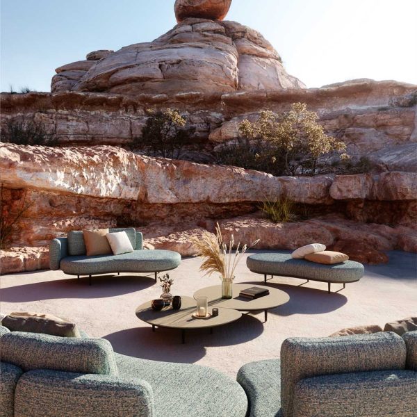 Organix modern garden sofa by Royal Botania with desert backdrop