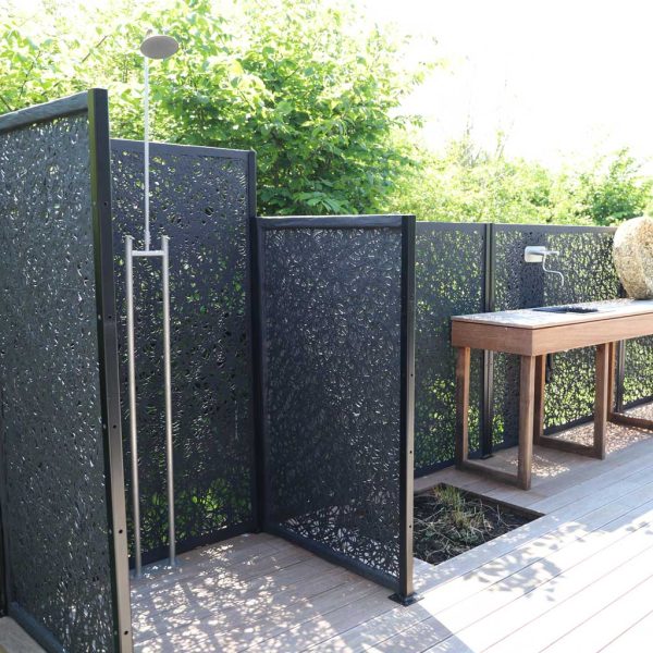 Image demonstrating how lava basalt panels create privacy and style in outdoor spaces