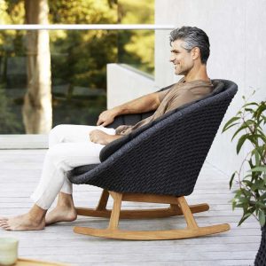 Peacock garden rocking chair is an Über-comfy outdoor rocker in high quality outdoor furniture materials by Caneline stylish garden furniture