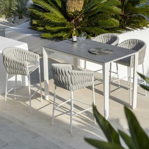 Fortuna Socks bar stool is a contemporary garden bar chair in luxury outdoor bar chair materials by Jati & Kebon chic garden furniture.