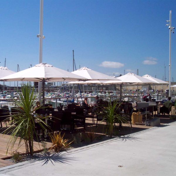 Image of Prostor P6 twin canopy parasols on marina quay