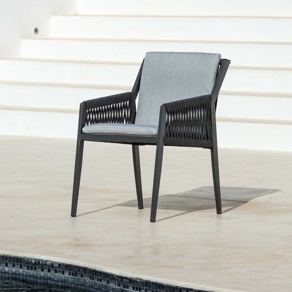 Ritz aluminium garden chair is a contemporary outdoor dining chair in low maintenance garden furniture materials by Jati & Kebon, Belgium