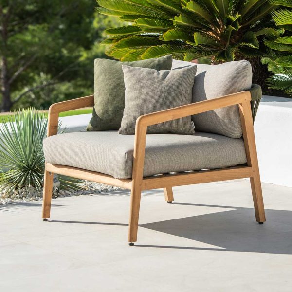 Ritz FSC teak garden sofas & modern outdoor lounge set in sustainable garden furniture materials by Jati & Kebon chic outdoor furniture Co.