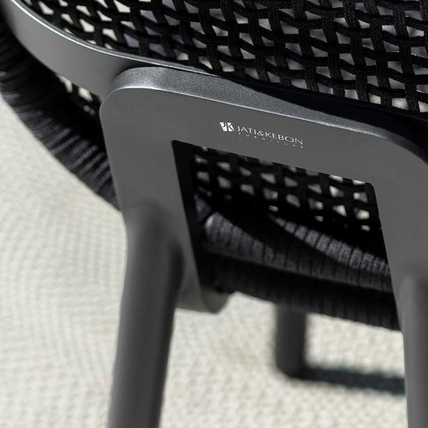 Skate modern garden chair is a striking outdoor dining chair in sustainable garden furniture materials by Jati & Kebon garden furniture.