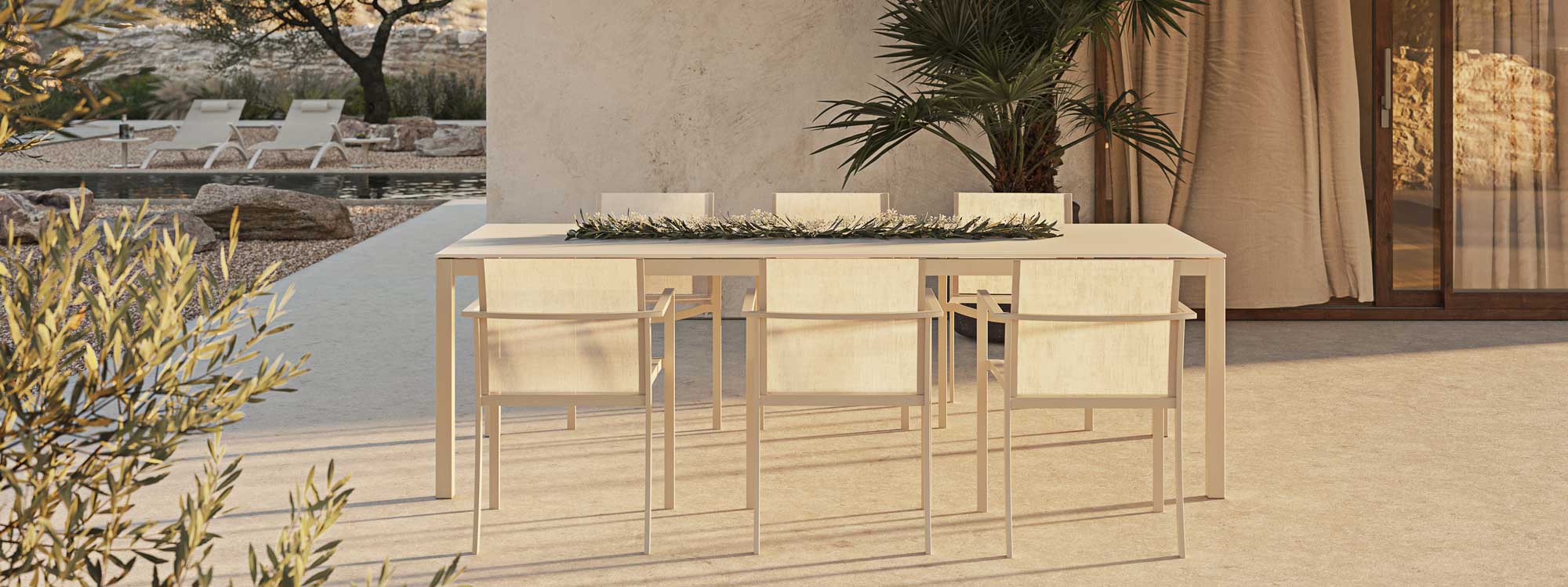 Image of Taboela white garden dining table and OZON white garden chairs by Royal Botania
