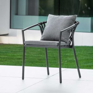 Kapra garden chair is a comfy & stylish outdoor dining armchair in high quality furniture materials by Jati & Kebon luxury garden furniture