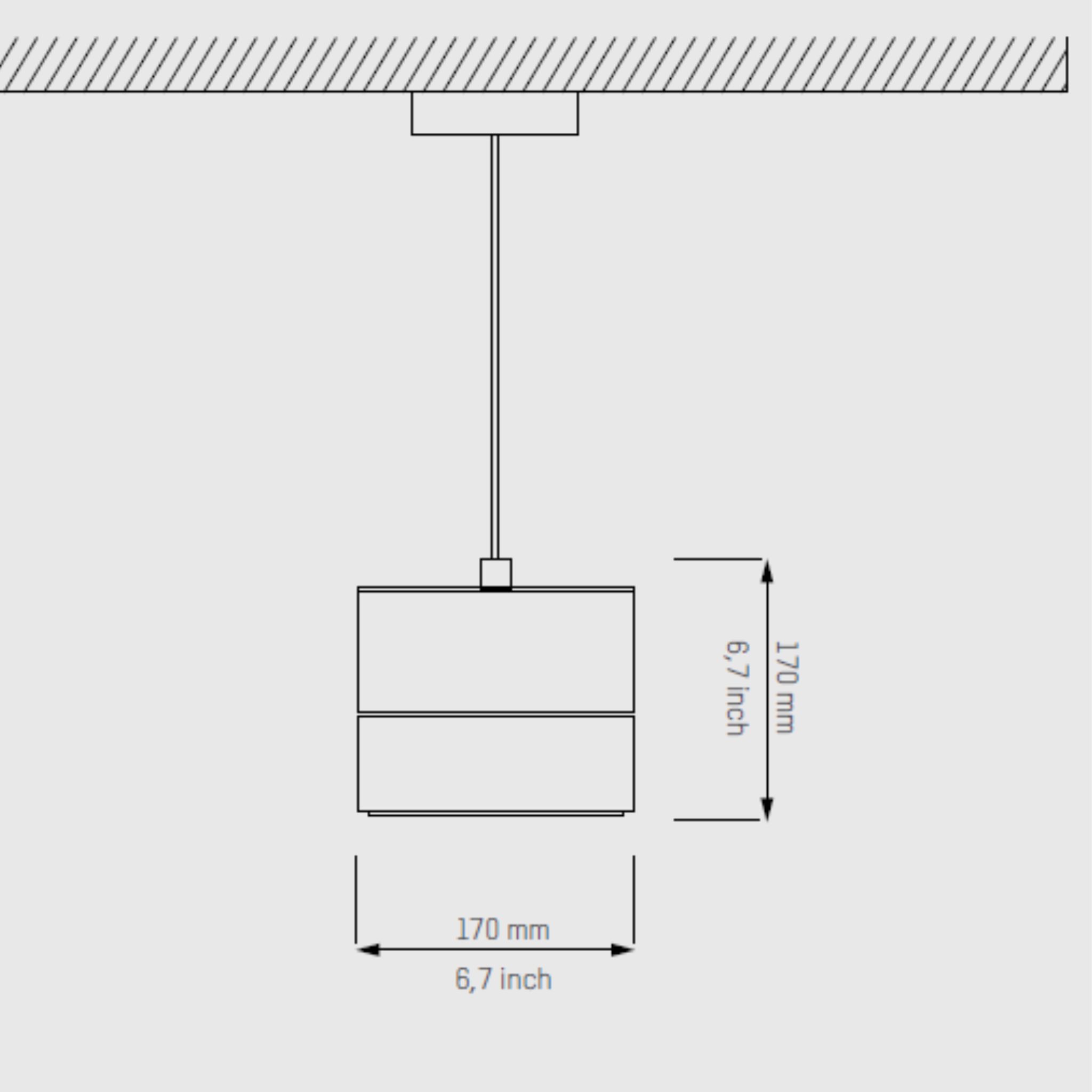 Line drawing of Heatsail Glow pendant heater and light