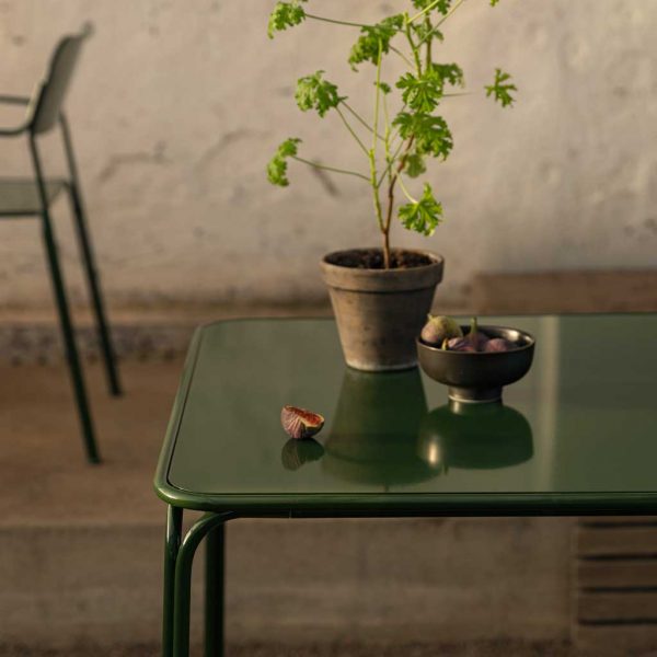 Image of detail of Libelle metal contemporary garden table by Andreas Engesvik for Grythyttan Stålmöbler