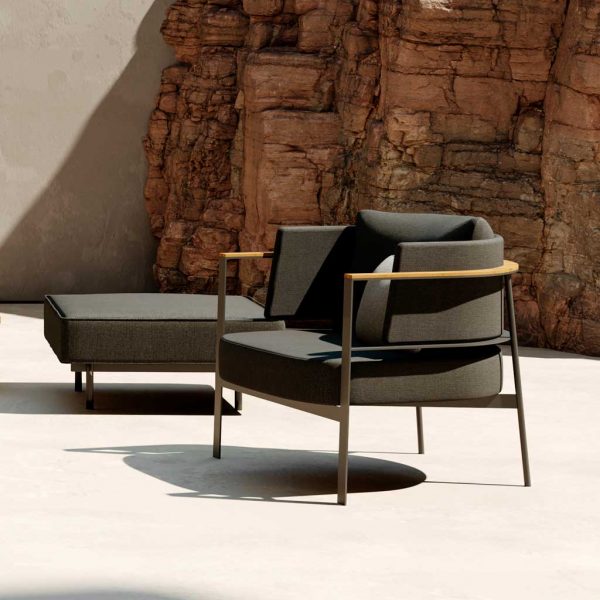Image of Oiside Penda outdoor lounge chair and ottoman on sunny terrace