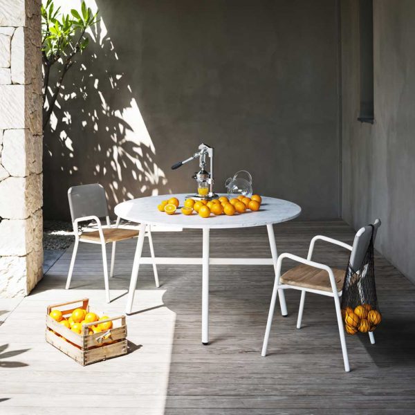Image of Gamma circular garden table & Piper modern garden chairs by RODA