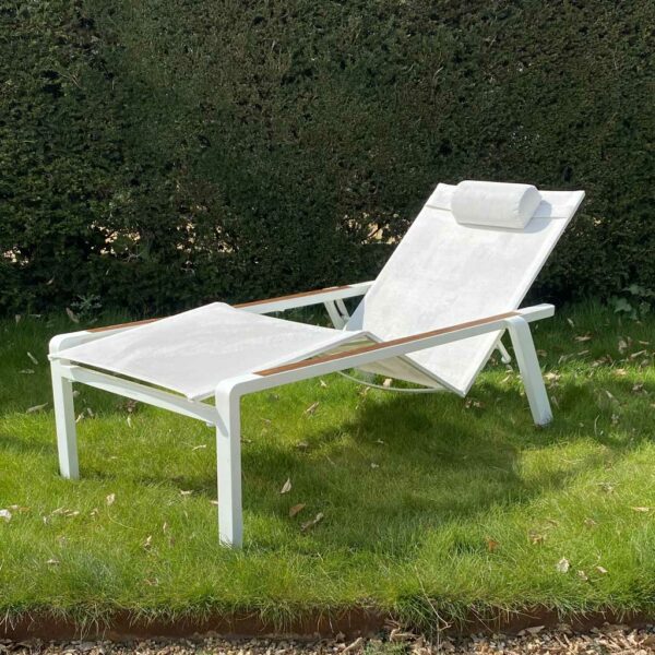 Image of White Alura adjustable sun lounger by Royal Botania