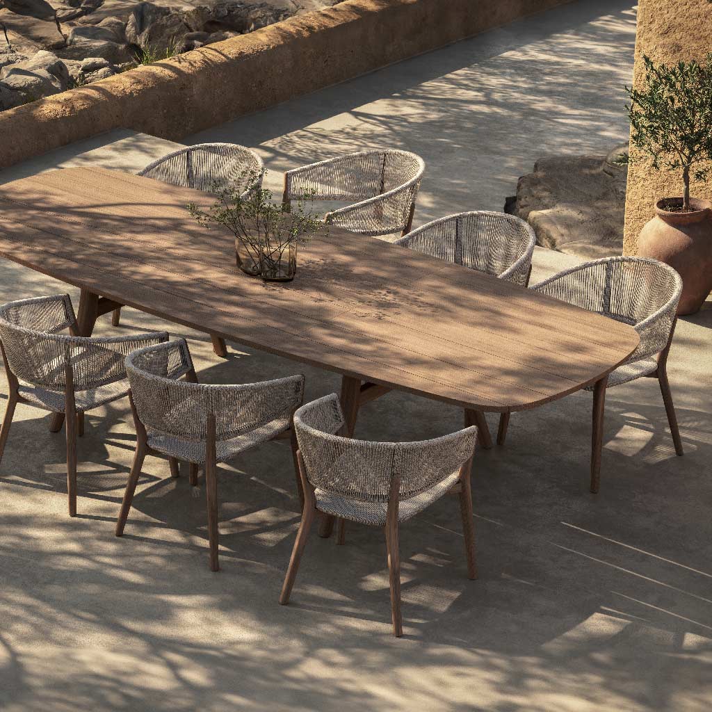 Image of Cares Garden Chairs by Royal Botania on a slate grey patio