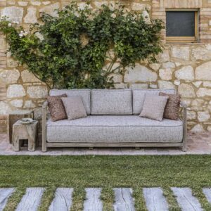 Image of Gommaire Mieke high-end teak garden sofa with inviting oversized cushions