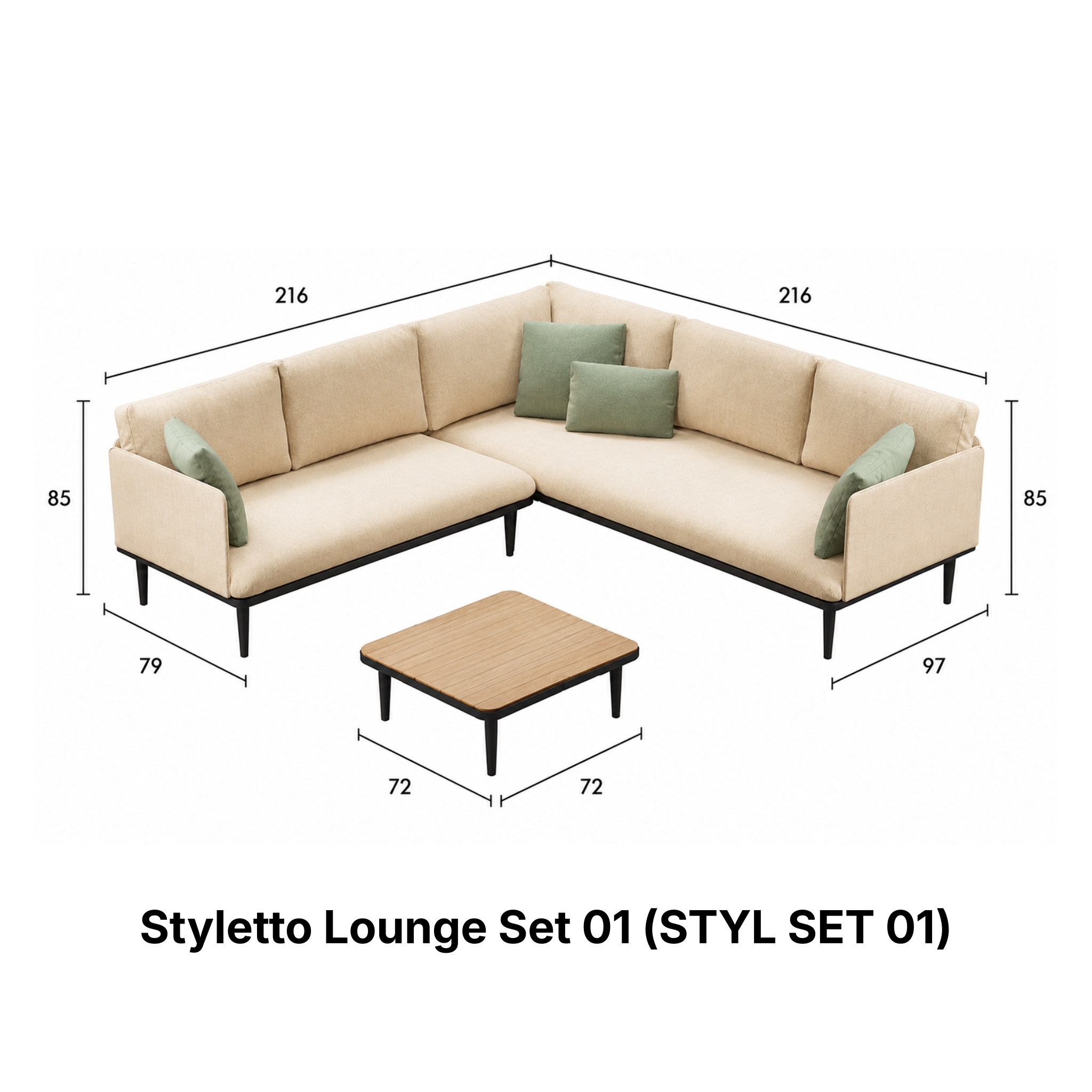 Image of render of Royal Botania Styletto Lounge Set 01