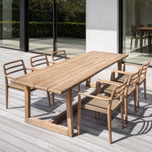 Image of Gommaire Dennis teak garden table and Mike chairs