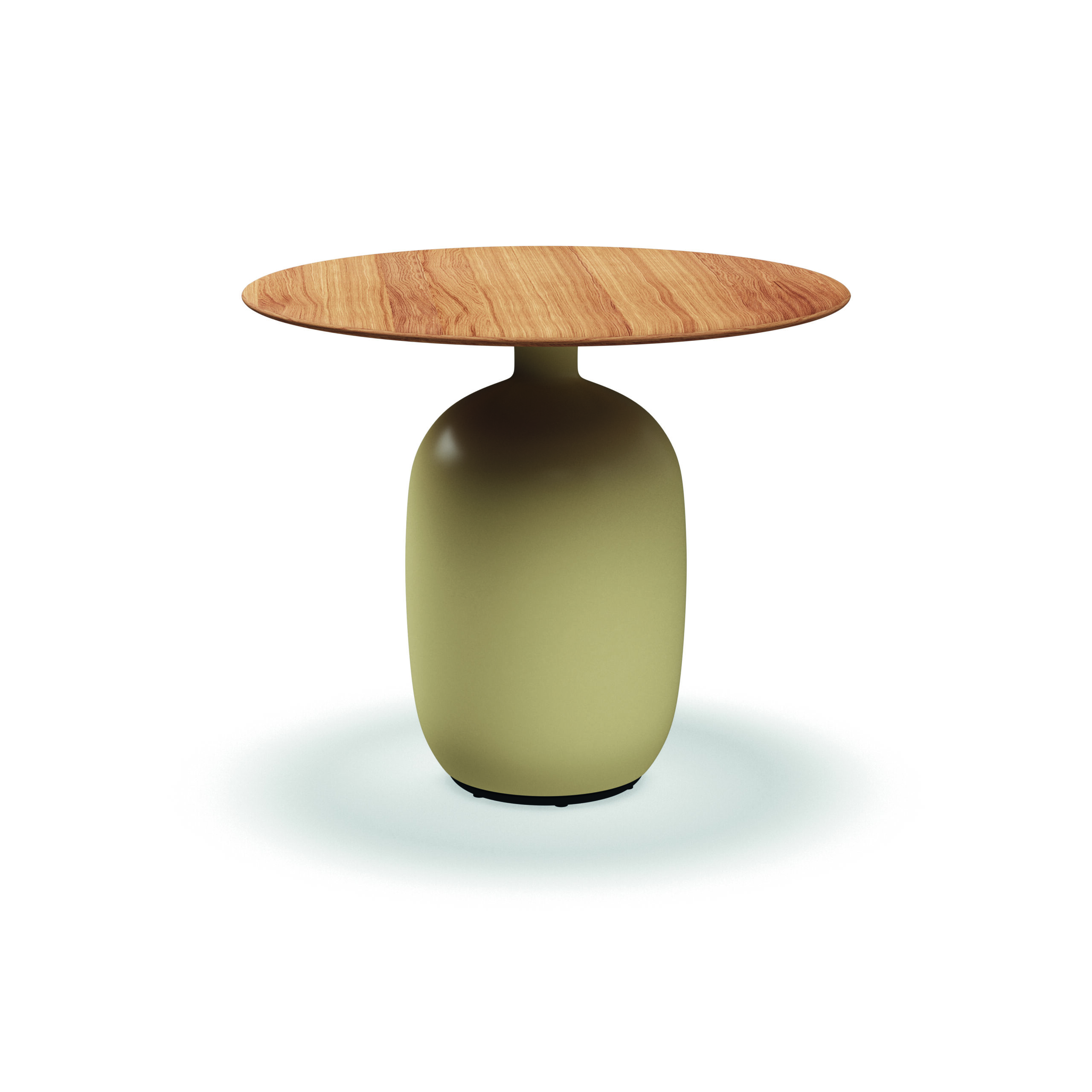 Studio image of Gloster Kasha dining table in Sand glaze with teak table top